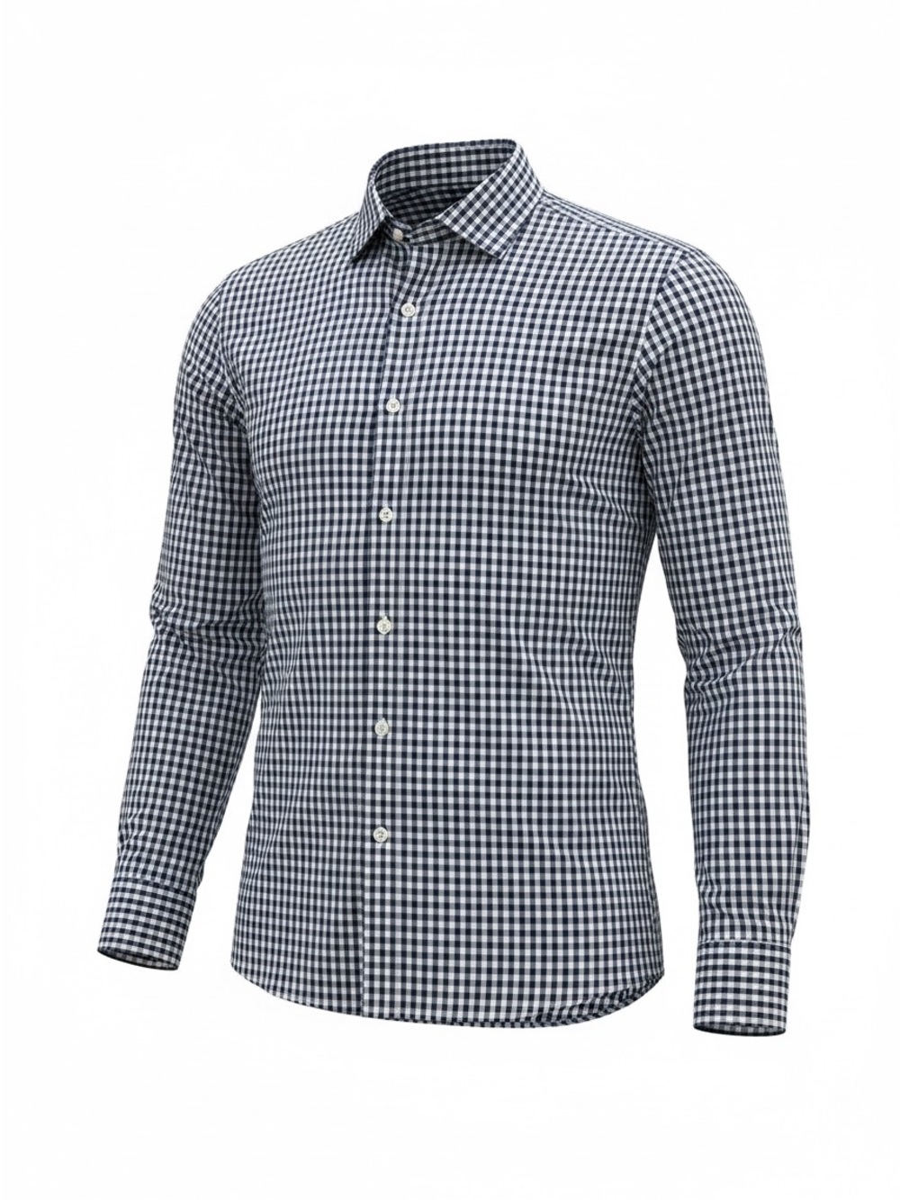 Banana Republic Navy and White Gingham Button-Down Shirt